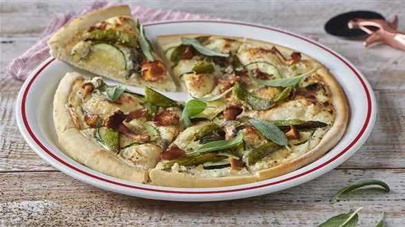 Pizza bianca z kurkami