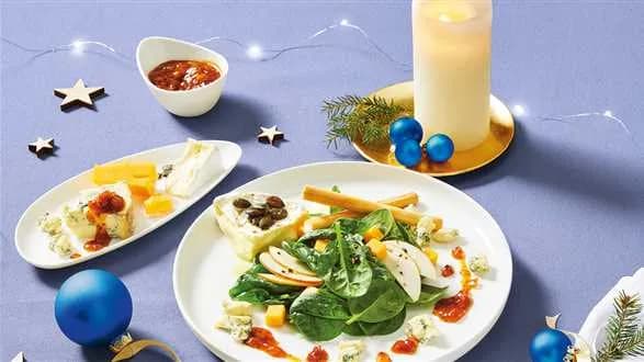 Sałatka ze szpinaku z trzema serami